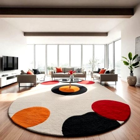 Handcrafted Round Color Dot Contemporary Area Rug